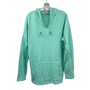 Artisans Womens Pullover Hoodie Front Pocket Turquoise Size XXL